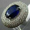 ESTATE LARGE 6.95CT DIAMOND & AAA SAPPHIRE 14KT WHITE GOLD OVAL ENGAGEMENT RING