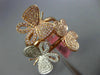 ESTATE LARGE .74CT WHITE & PINK DIAMOND 18KT WHITE & ROSE GOLD 3D BUTTERFLY RING