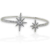 LARGE 1.20CT DIAMOND 18K WHITE GOLD DOUBLE FLOWER STAR SNOWFLAKE BANGLE BRACELET
