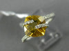 ESTATE 2.64CT DIAMOND & AAA CITRINE 14KT WHITE GOLD CRISS CROSS SQUARE FUN RING