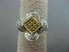ESTATE .36CT WHITE & FANCY YELLOW DIAMOND 18K 2 TONE GOLD SQUARE FRIENDSHIP RING