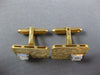ESTATE LARGE WHITE SAPPHIRE 14K 2 TONE GOLD BAGUETTE RECTANGULAR CUFFLINKS 26959