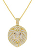 EXTRA LARGE 5.81CT DIAMOND & AAA SAPPHIRE 14KT YELLOW GOLD LION FLOATING PENDANT