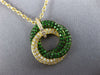 1.81CT DIAMOND & AAA TSAVORITE 18KT YELLOW GOLD 3D INTERTWINING CIRCULAR PENDANT