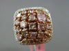 ESTATE EXTRA LARGE 3.10CT MULTI COLOR DIAMOND 18KT WHITE & ROSE GOLD SQUARE RING