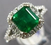 WIDE 2.66CT DIAMOND & AAA EMERALD 14KT WHITE GOLD SQUARE & ROUND ENGAGEMENT RING