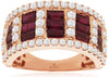 WIDE 4.0CT DIAMOND & AAA RUBY 14K ROSE GOLD 3D ROUND & BAGUETTE ANNIVERSARY RING