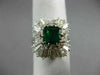 ESTATE LARGE 5.0CT DIAMOND & AAA EMERALD PLATINUM 3D CLASSIC HALO BALLERINA RING