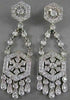 ANTIQUE 3.50CT DIAMOND 14K WHITE GOLD LONG FILIGREE FLOWER HANGING EARRINGS #835