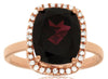 LARGE 4.88CT DIAMOND & AAA GARNET 14KT ROSE GOLD CUSHION & ROUND HALO FUN RING