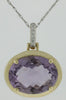 LARGE 5.23CT DIAMOND & AAA AMETHYST 14KT 2 TONE GOLD 3D OVAL & ROUND FUN PENDANT