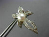 LARGE .50CT DIAMOND & AAA SOUTH SEA PEARL 14K WHITE GOLD 3D FLOWER LEAF EARRINGS