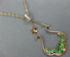 1.53CT DIAMOND & AAA TSAVORITE 14KT ROSE GOLD FLOWER TEAR DROP FLOATING PENDANT