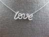 ESTATE LONG .16CT DIAMOND 18KT WHITE GOLD 3D CLASSIC LOVE SCRIPT FUN NECKLACE