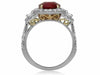 GIA CERTIFIED 5.18CT DIAMOND & AAA RUBY 18KT 2 TONE GOLD 3D HALO ENGAGEMENT RING