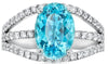 LARGE 4.30CT DIAMOND & AAA BLUE TOURMALINE 18KT WHITE GOLD 3D OVAL & ROUND RING