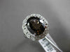ANTIQUE LARGE 4.42CT DIAMOND & AAA SMOKY TOPAZ 14KT WHITE GOLD 3D FILIGREE RING