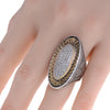 EXTRA LARGE .55CT DIAMOND 18K YELLOW GOLD & 925 SILVER HANDCRAFTED OVAL FUN RING