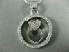 ESTATE .70CT DIAMOND 14K WHITE GOLD CIRCLE OF LIFE DOUBLE HEART LOVE PENDANT 504