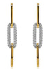 1.40CT DIAMOND 18K 2 TONE GOLD OPEN OVAL 3 LINK CRISS CROSS FUN HANGING EARRINGS
