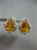 LARGE 7.71CT DIAMOND & CITRINE & YELLOW SAPPHIRE 14K WHITE GOLD HANGING EARRINGS