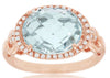 LARGE 4.18CT DIAMOND & AAA AQUAMARINE 14KT ROSE GOLD OVAL & ROUND LOVE KNOT RING