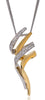 ESTATE .62CT DIAMOND 18KT 2 TONE GOLD 3D DOUBLE SWIRL SIGNATURE FLOATING PENDANT