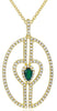 .67CT DIAMOND & AAA EMERALD 14KT YELLOW GOLD PEAR SHAPE & ROUND FLOATING PENDANT