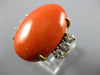 EXTRA LARGE .55CT DIAMOND & AAA CORAL 18KT 2 TONE GOLD CLASSIC OVAL & ROUND RING