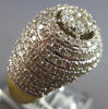 LARGE 2.57CT DIAMOND 14KT 2 TONE GOLD CLUSTER DOME SHAPE MULTI ROW UNISEX RING