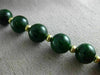 ESTATE LONG AAA GREEN SERPENTINE 14KT YELLOW GOLD 3D BEADED FUN NECKLACE #26463
