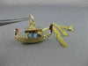 ESTATE ORANG ECORAL BLUE QUARTZ 14K YELLOW GOLD FILIGREE BOAT SHIP PENDANT 20840