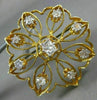 ANTIQUE LARGE 1.51CT DIAMOND 14KT YELLOW GOLD FLOWER ETOILE FILIGREE BROOCH PIN
