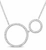 ESTATE .32CT DIAMOND 14KT WHITE GOLD 3D CLASSIC DOUBLE CIRCLE PAVE FUN NECKLACE