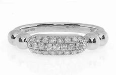 ESTATE .30CT DIAMOND 18K WHITE GOLD 3 ROW PAVE MULTI BEAD FUN FRIENDSHIP RING