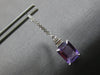 ESTATE 3.17CT DIAMOND & AAA AMETHYST 14KT WHITE GOLD LEVERBACK HANGING EARRINGS
