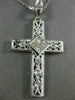 ESTATE LARGE .45CT DIAMOND 18KT WHITE GOLD CLASSIC FILIGREE CROSS PENDANT #6916