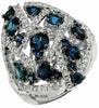 ESTATE LARGE 3.75CT DIAMOND & AAA SAPPHIRE 14KT WHITE GOLD CRISS CROSS FUN RING