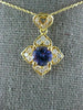 ESTATE 1.50CT DIAMOND & AAA TANZANITE 14KT YELLOW GOLD HEART FLOWER PENDANT #398