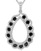 1.12CT WHITE & BLACK DIAMOND 14KT WHITE GOLD MULTI FLOWER OPEN TEAR DROP PENDANT