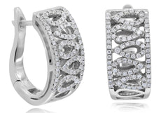 WIDE .50CT DIAMOND 14KT WHITE GOLD 3D MULTI TEAR DROP UMBRELLA HANGING EARRINGS