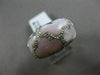 ESTATE WIDE .18CT DIAMOND 14K WHITE GOLD 3D MOTHER OF PEARL 3 CLOVER FLOWER RING