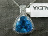 ESTATE LARGE 6.65CT DIAMOND & AAA BLUE TOPAZ 14KT WHITE GOLD 3D TRILLION PENDANT