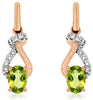 1.0CT DIAMOND & AAA PERIDOT 14KT WHITE & ROSE GOLD OVAL & ROUND HANGING EARRINGS