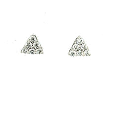 .63CT DIAMOND 18KT WHITE GOLD 3D CLUSTER TRIANGULAR TRILLION SHAPE STUD EARRINGS