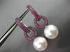 LARGE 2.75CT AAA PINK SAPPHIRE & SOUTH SEA PEARL 18K WHITE GOLD HANGING EARRINGS
