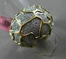ESTATE LARGE 1.38CT DIAMOND 18K WHITE & YELLOW GOLD HANDCRAFTED PAVE NUGGET RING