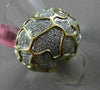 ESTATE LARGE 1.38CT DIAMOND 18K WHITE & YELLOW GOLD HANDCRAFTED PAVE NUGGET RING
