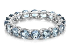 2.84CT AAA AQUAMARINE 14KT WHITE GOLD ROUND LUCIDA SHARED PRONG ANNIVERSARY RING