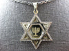 LARGE .52CT DIAMOND 14KT 2 TONE GOLD 3D STAR OF DAVID MENORAH FLOATING PENDANT